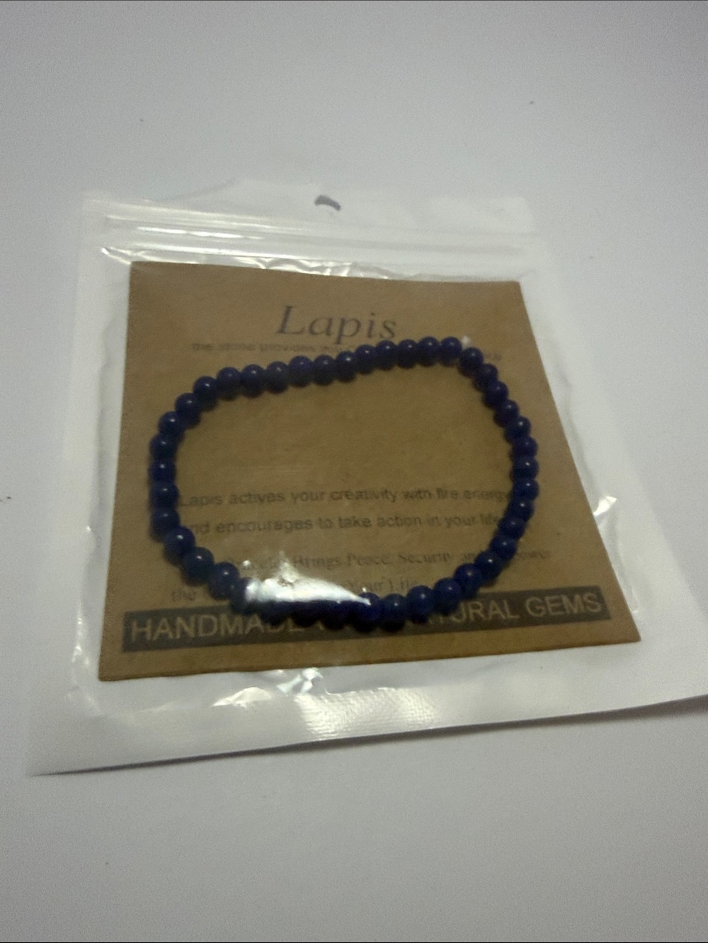 Lapis Beaded Stretch Bracelet - Blue